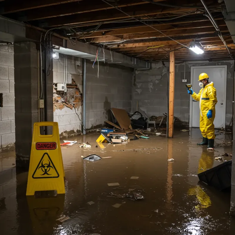 Flooded Basement Electrical Hazard in Gatesville, NC Property